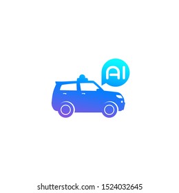 autonomous car, suv with AI icon