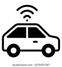 Autonomous Car Tech and AI Innovation icon illustration