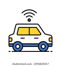 Autonomous Car vector filled outline icon. EPS 10 file
