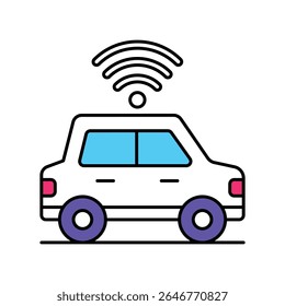 Autonomous Car Vector Filled outline illustration style icon. EPS 10 file