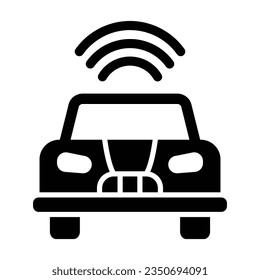 Autonomous Car Vector Glyph Icon For Personal And Commercial Use.

