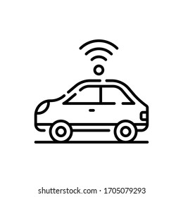 Autonomous car vector illustration. Technology & Smart Working symbol line icon. 