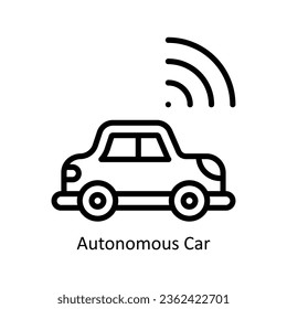 Autonomous Car vector  outline Icon Design illustration. Artificial intelligence Symbol on White background EPS 10 File
