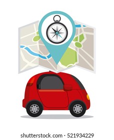 autonomous car vehicle and city map icon over white background. ecology,  smart and techonology concept. colorful design.  vector illustration