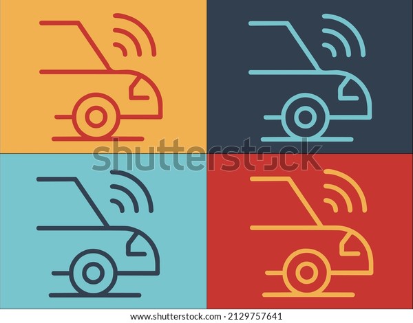 Autonomous Car Vehicle Logo\
Template, Simple Flat Icon Of\
car,vehicle,transportation