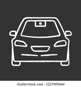 Autonomous car with video camera chalk icon. Smart car front view. Intelligent auto. Self driving automobile. Driverless vehicle. Isolated vector chalkboard illustration