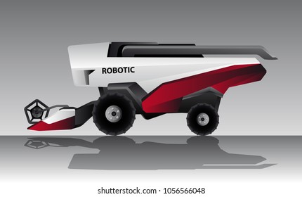 Autonomous combine harvester. Vector illustration
