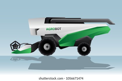 Autonomous combine harvester. Vector illustration