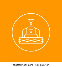 Autonomous combine harvester vector line icon