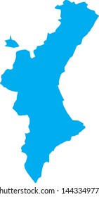 Autonomous community map of Valencia in Spain