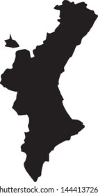 Autonomous community map of Valencia in Spain