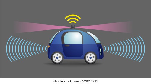 autonomous concept car side view, vector illustration