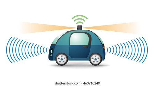 autonomous concept car side view, vector illustration