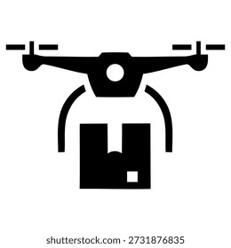 Autonomous delivery drone carrying a parcel package to a customer destination