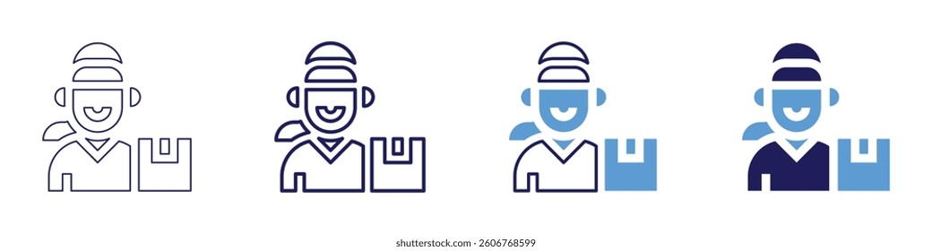 Autonomous delivery icon in 4 different styles. Thin Line, Line, Bold Line, Duotone. Duotone style. Editable stroke.