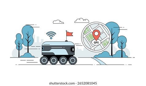 Autonomous delivery robot navigates urban environment using advanced gps mapping technology