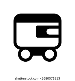 Robot de entrega autónomo. Icono de Vector de trazo delineado con detalles rellenos de negro.