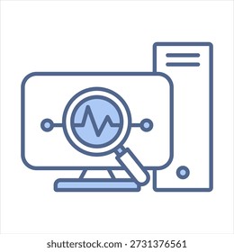 Ilustración vectorial de icono azul de diagnóstico autónomo