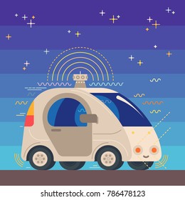 Autonomous Driverless Robotic Car Illustration