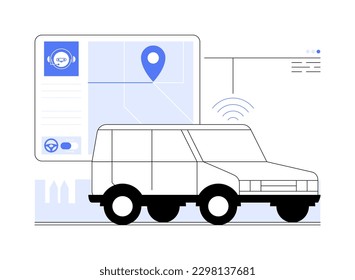 Autonomous driving abstract concept vector illustration. Automated driving technology, test-drive, autonomous truck, self-driving car, future transport system, no human vehicle abstract metaphor.