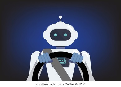 Autonomous driving technology concept. Intelligent controlled driverless car. Self driving car. Vector illustration