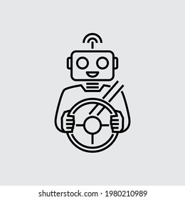 Autonomous Driving Vector Line Icon