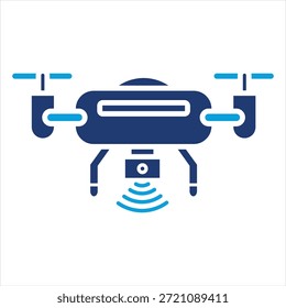 Autonome Drohne flach blau Symbolstil