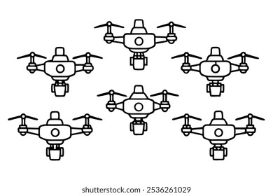 Autonomous Drone Line Art Illustration in Modern Technical Style Design (2)