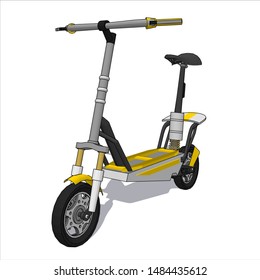 Autonomous electric scooter vehicles of the future, with realistic style, outline style. Display perspective with a white background. The concept of a futuristic scooter assistant vector. - Vector