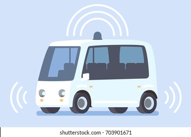 Autonomous electric self-driving bus. Vector illustration