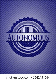 Autonomous emblem with jean background