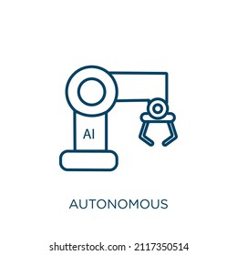 autonomous icon. Thin linear autonomous outline icon isolated on white background. Line vector autonomous sign, symbol for web and mobile