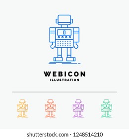 autonomous, machine, robot, robotic, technology 5 Color Line Web Icon Template isolated on white. Vector illustration