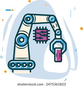 Autonomous Mobile Robots concept, Robotic arm doing object manipulation Vector design, Artificial general intelligence symbol, Natural Language Processing sign, Machine Deep Learning  illustration