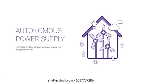 Autonomous Power Supply Template Web Banner With Copy Space Vector Illustration