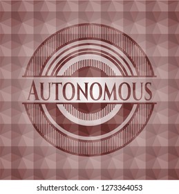 Autonomous red polygonal badge. Seamless.
