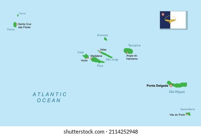 Autonomous Region of the Azores map. Vector illustration