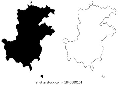 Autonomous Region of Principe (Democratic Republic of Sao Tome and Principe, Saint Thomas and Prince) map vector illustration, scribble sketch Pague District, Principe island map