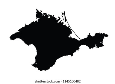 Autonomous Republic of Crimea map silhouette vector illustration isolated on white background. High detailed Russia oblast map. Shape Crimea map shadow.