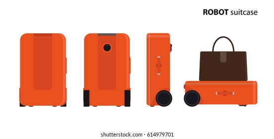 Autonomous robot suitcase. Vector illustration.
