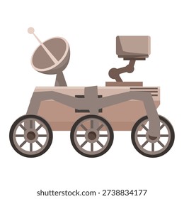 Autonomous robotic vehicle exploring mars, equipped with antenna, camera, and scientific instruments