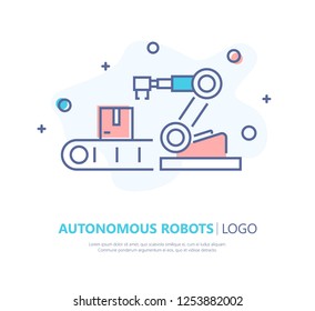 Autonomous Robots Icon. Flat Design. Vector Illustration