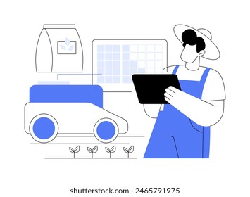 Autonomous seeding isolated cartoon vector illustrations. Autonomous row seeding machines on meadow, modern farming technology, innovation robotics in agriculture industry vector cartoon.
