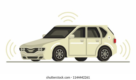 Autonomous self driving car driverless flat style vector illustration