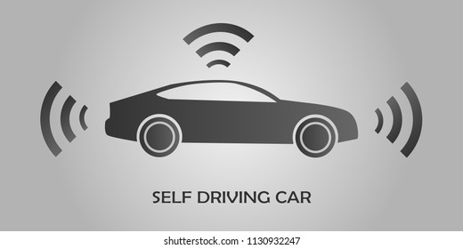 Autonomous self-driving Automobile sensors Smart Car Driverless vehicle Vector illustration