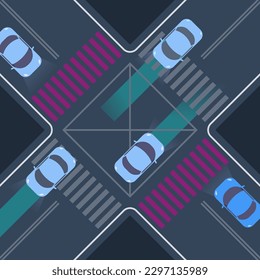 Autónomo Auto Autoconducido Vehículo Inteligencia Artificial Vector Ilustración Transportación Computadora Concepto de Diseño