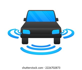 Autonomous self-driving car, driverless car. Vector stock illustration.