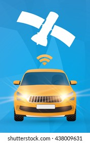 Autonomous self-driving car vector illustration, driverless technology, gps technology