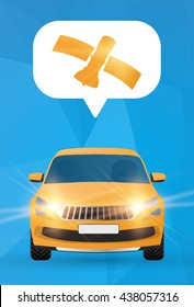 Autonomous self-driving car vector illustration, driverless technology, gps technology