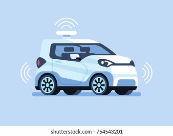 Autonomous self-driving car. Vector illustration